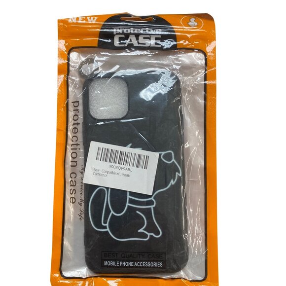 Black Dog Print Silicone Phone Case For iPhone 12 - Picture 3 of 7